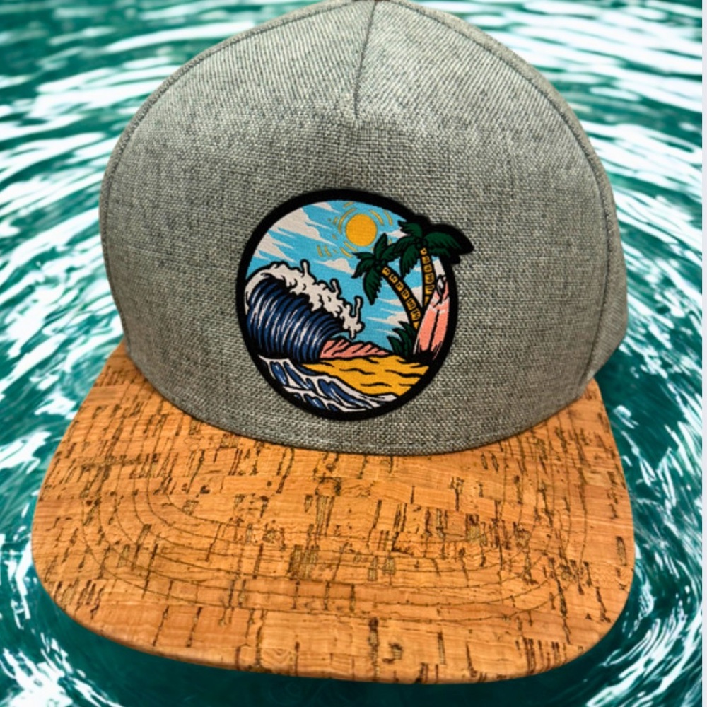 Gray and Tan San Diego Cork Hat with Wave Patch